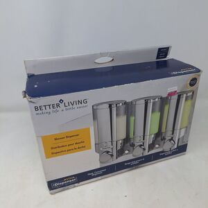 Better Living Aviva Shower Dispenser Set Of 3 Shampoo Conditioner Soap Chrome